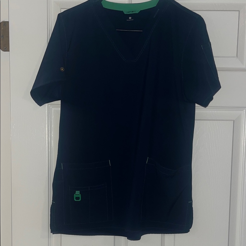 Carhartt Navy Blue Scrub Top with Pockets